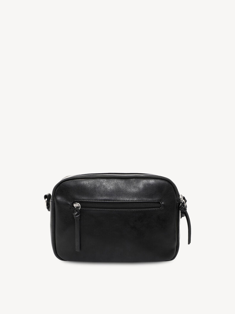 R&uuml;ckseite schwarze Leder-Crossbody-Tasche mit Rei&szlig;verschlusstasche