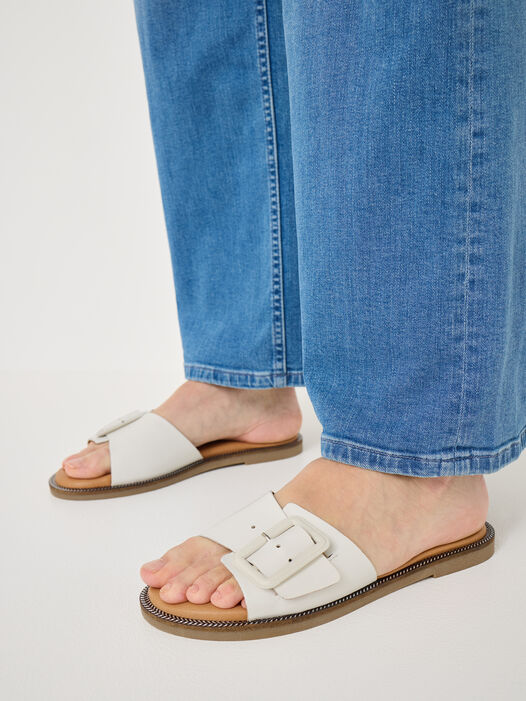 Slipper, WHITE LEATHER, hi-res