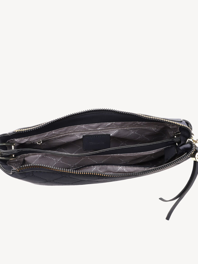 Prostorn&aacute; čern&aacute; crossbody kabelka Tamaris s vnitřn&iacute;mi přihr&aacute;dkami