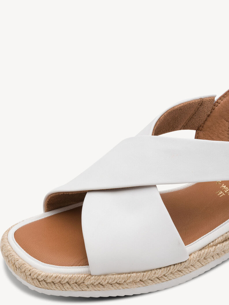 Leather Heeled sandal - white, WHITE, hi-res