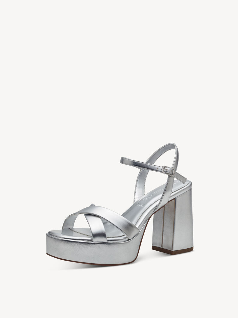 Heeled sandal - silver, SILVER, hi-res