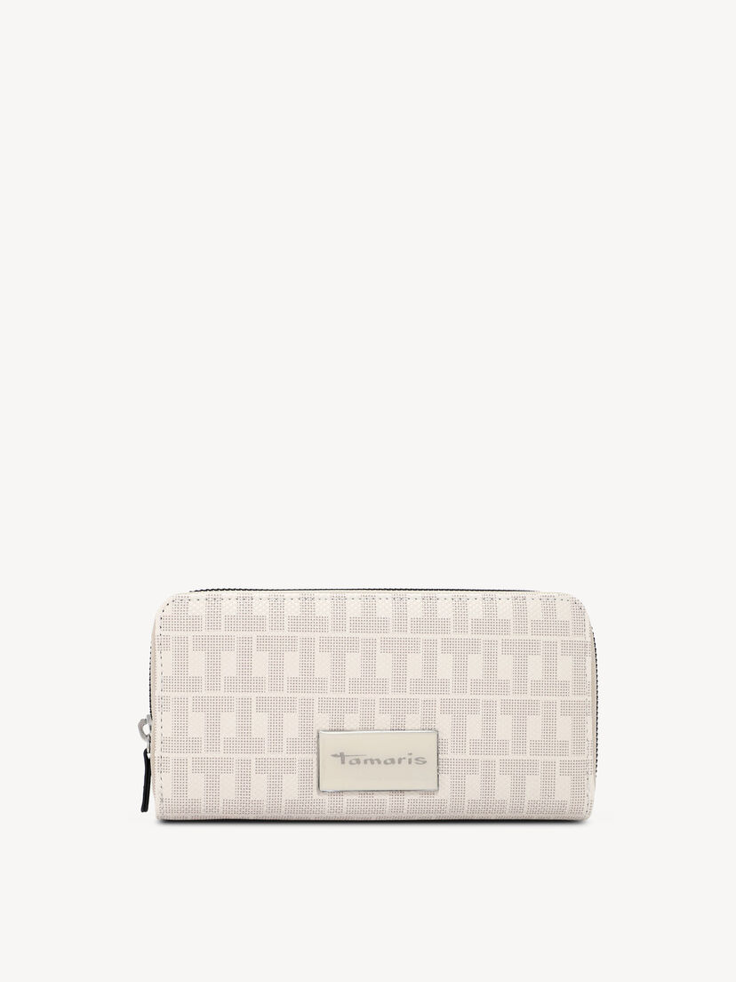 Beige Tamaris portemonnee met monogram patroon en ritssluiting