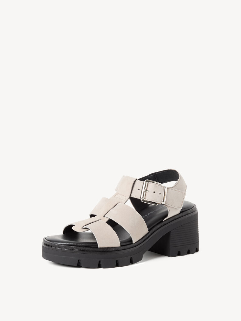 Ledersandalette - beige, TAUPE, hi-res