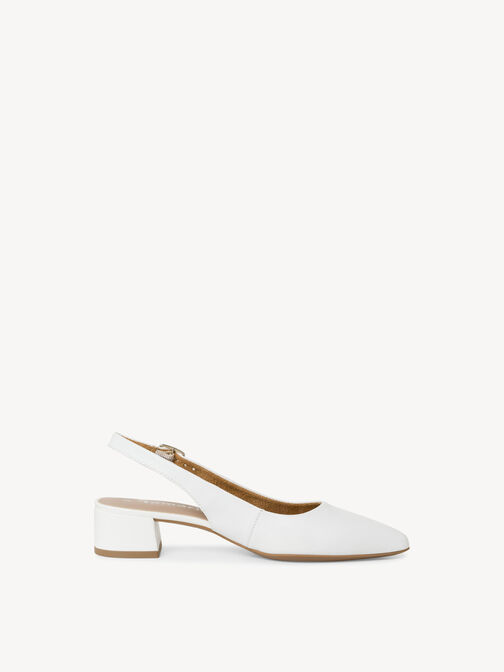 Slingpumps, WHITE LEATHER, hi-res