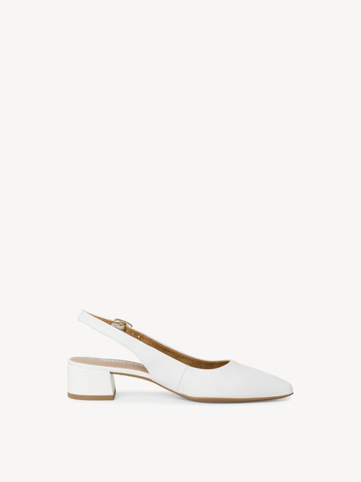 Slingpumps, WHITE LEATHER, hi-res