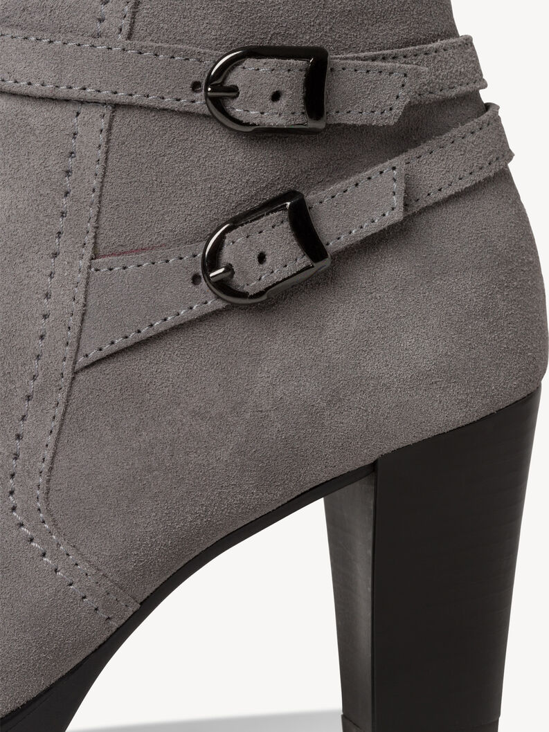 Leather Bootie - grey, GREY SUEDE, hi-res