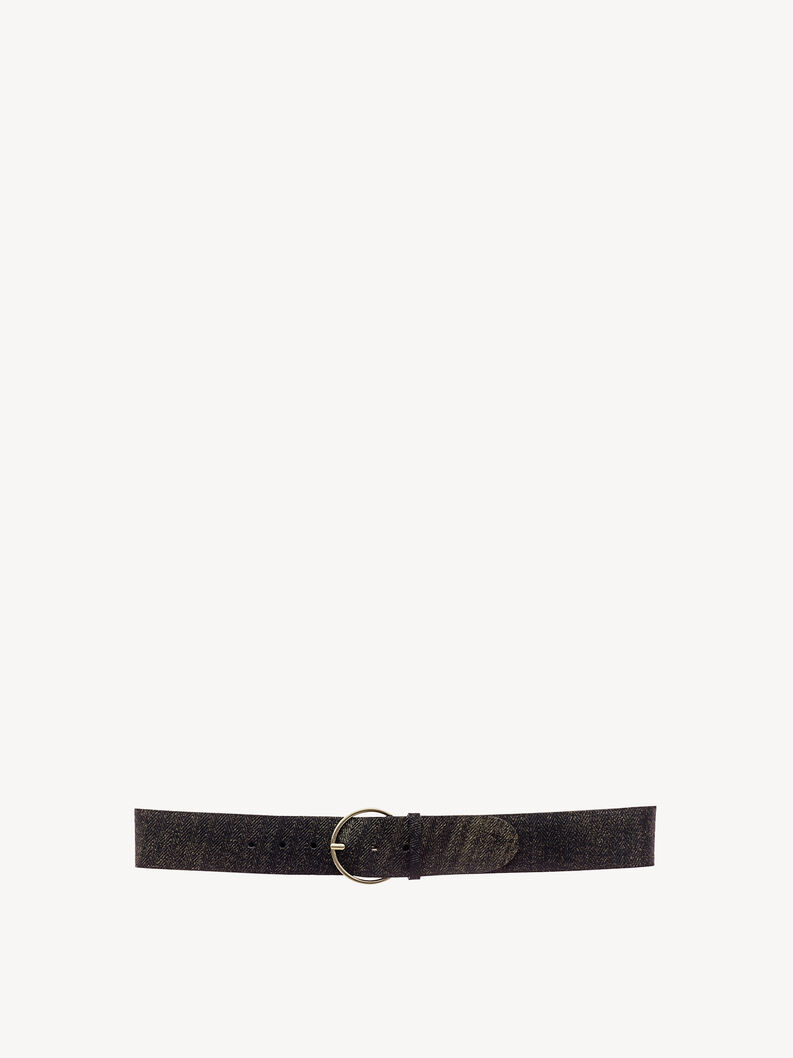 Leather Belt - black, Schwarz-Goldmetallic, hi-res