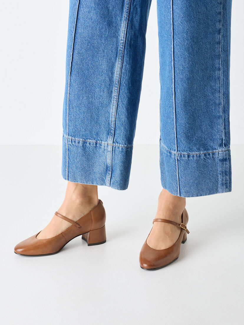 Leren Pumps - bruin, COGNAC LEATHER, hi-res