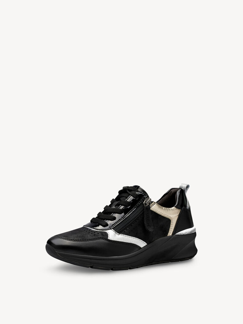 Leather Sneaker - black, BLACK COMB, hi-res