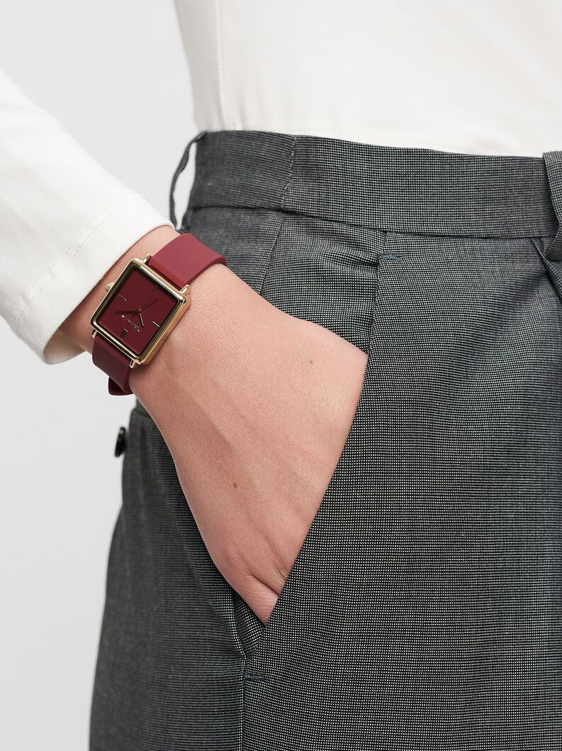 Uhr, gold-glossy  red, hi-res