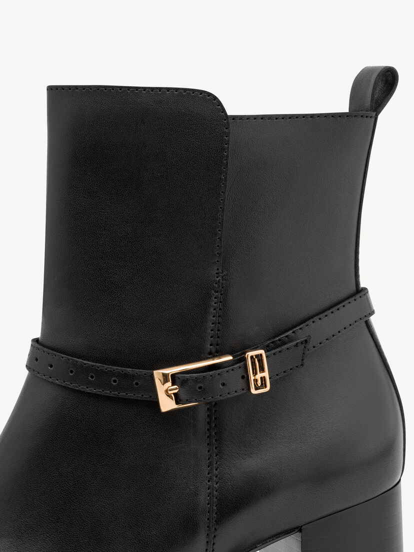 Leren Enkellaarsje - zwart, BLACK, hi-res