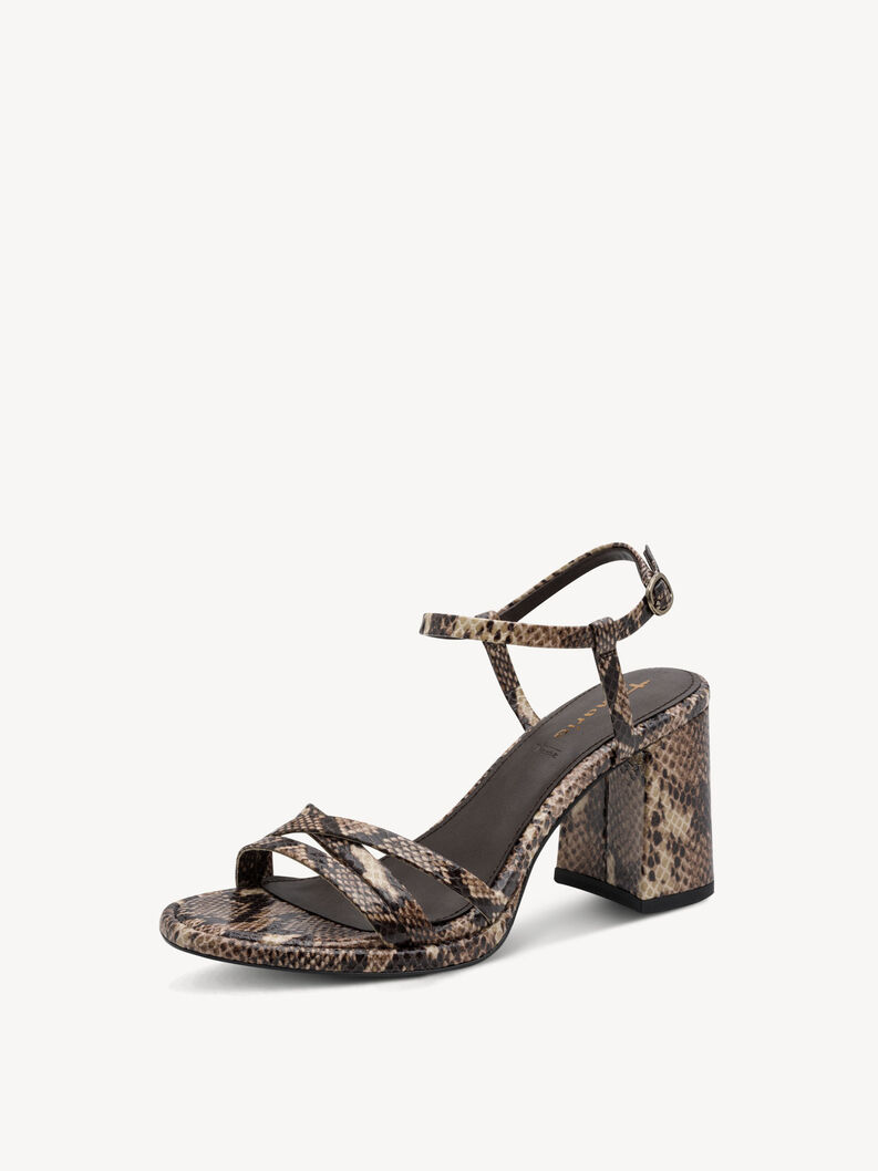 Sandały na obcasie - brązowy, BROWN SNAKE, hi-res