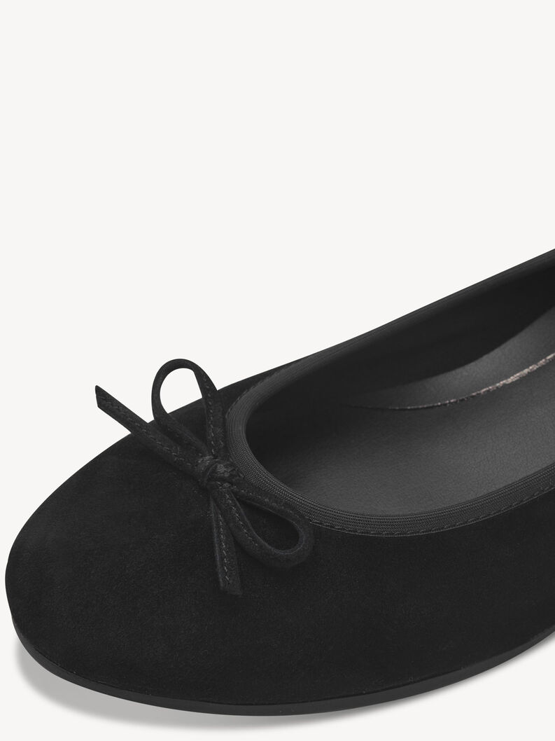 Leather Ballerina - black, BLACK SUEDE, hi-res