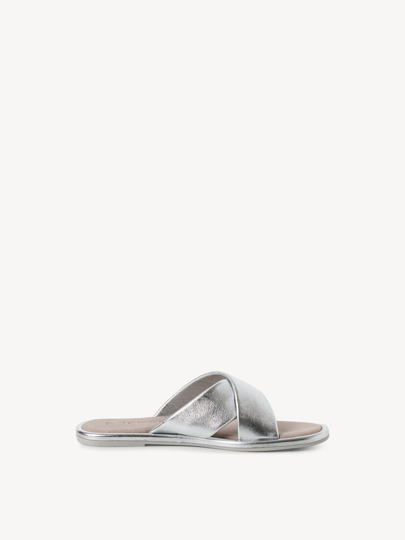 Leren Slipper - metallic, SILVER, hi-res