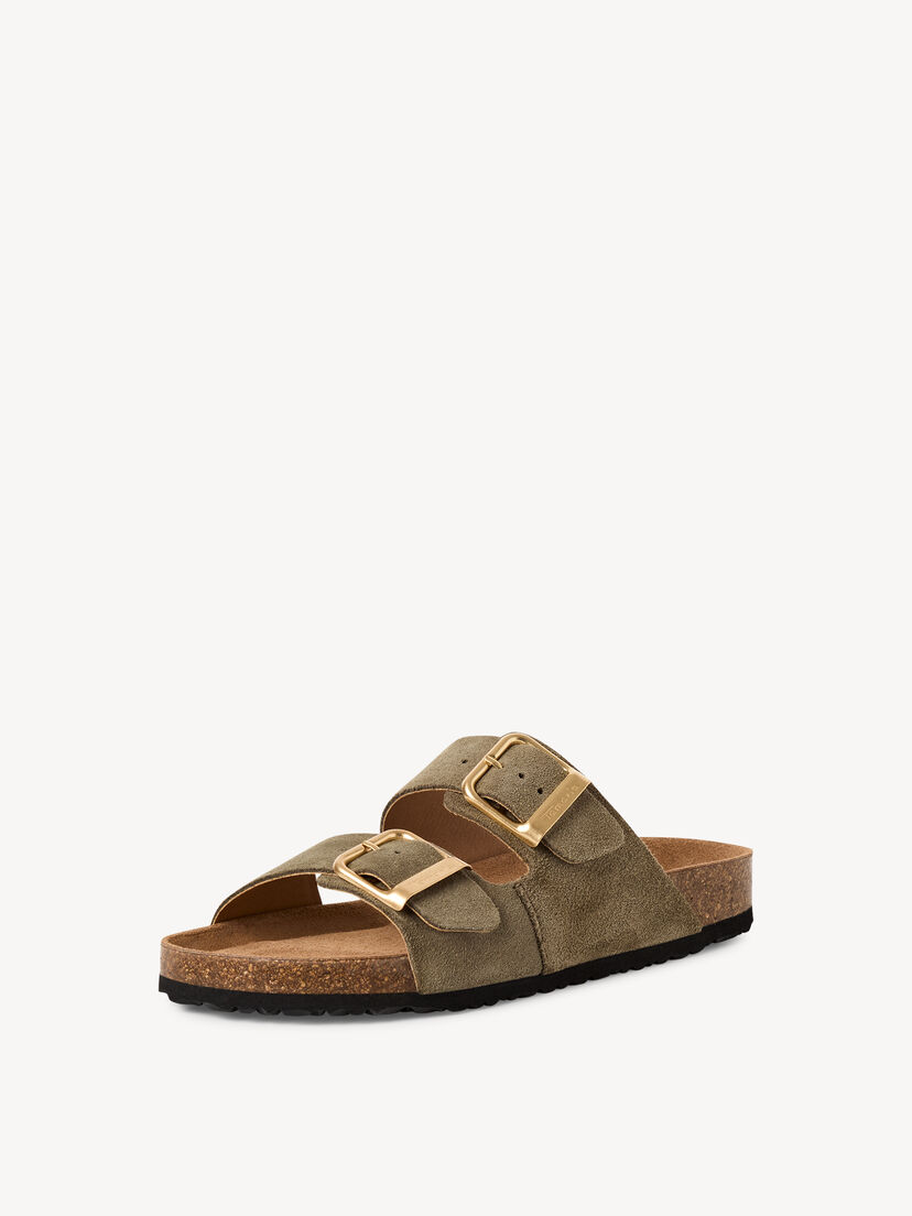 Leren Slipper - groen, OLIVE, hi-res