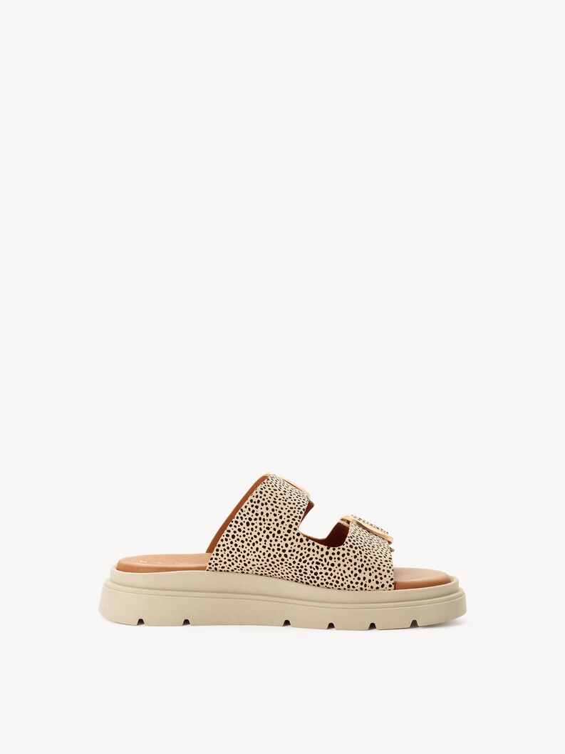 Lederpantolette - beige, BEIGE COMB, hi-res