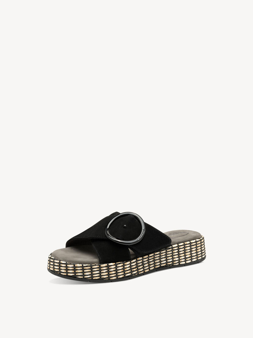 Leren Slipper - zwart, BLACK, hi-res