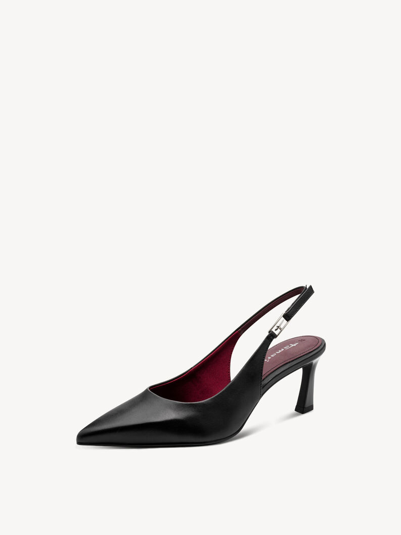 Leather sling pumps - black, BLACK LEATHER, hi-res