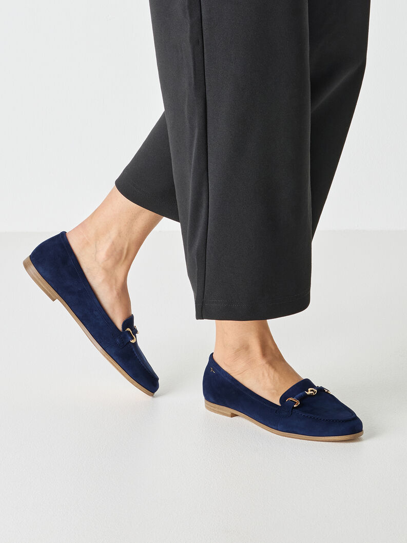 Leather Slipper - blue, BLUE, hi-res