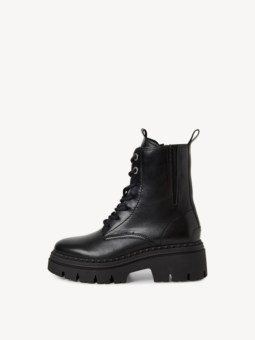 Leren Enkellaarsje - zwart, BLACK LEATHER, hi-res