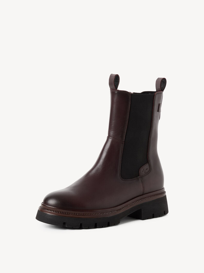 Bottine Chelsea en cuir - rouge, BORDEAUX, hi-res