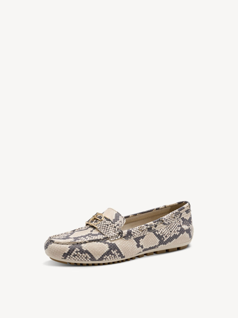 Leather Moccasin - beige, BEIGE SNAKE, hi-res