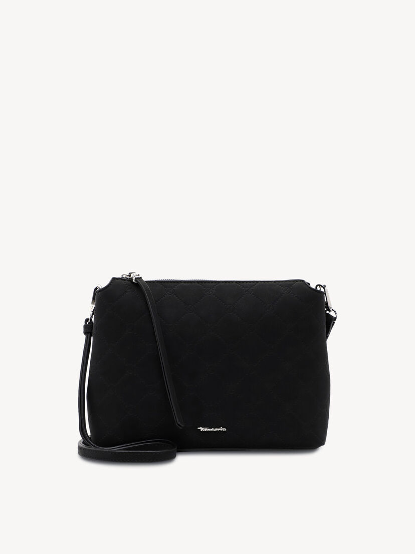 Zwarte gewatteerde damestas met verstelbare riem en ritssluiting