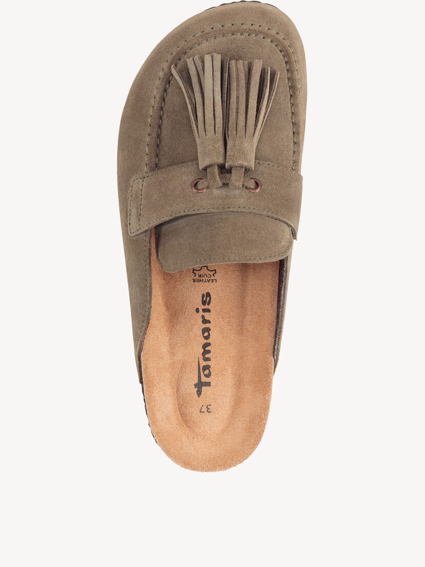Leren Slipper - groen, OLIVE, hi-res