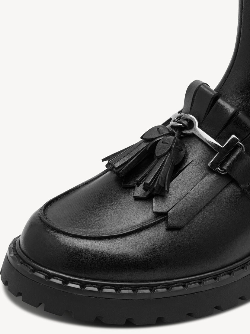 Leren Enkellaarsje - zwart, BLACK LEATHER, hi-res