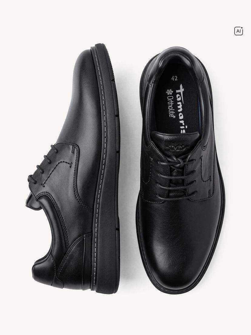 Leren Lage schoen - zwart, BLACK LEATHER, hi-res