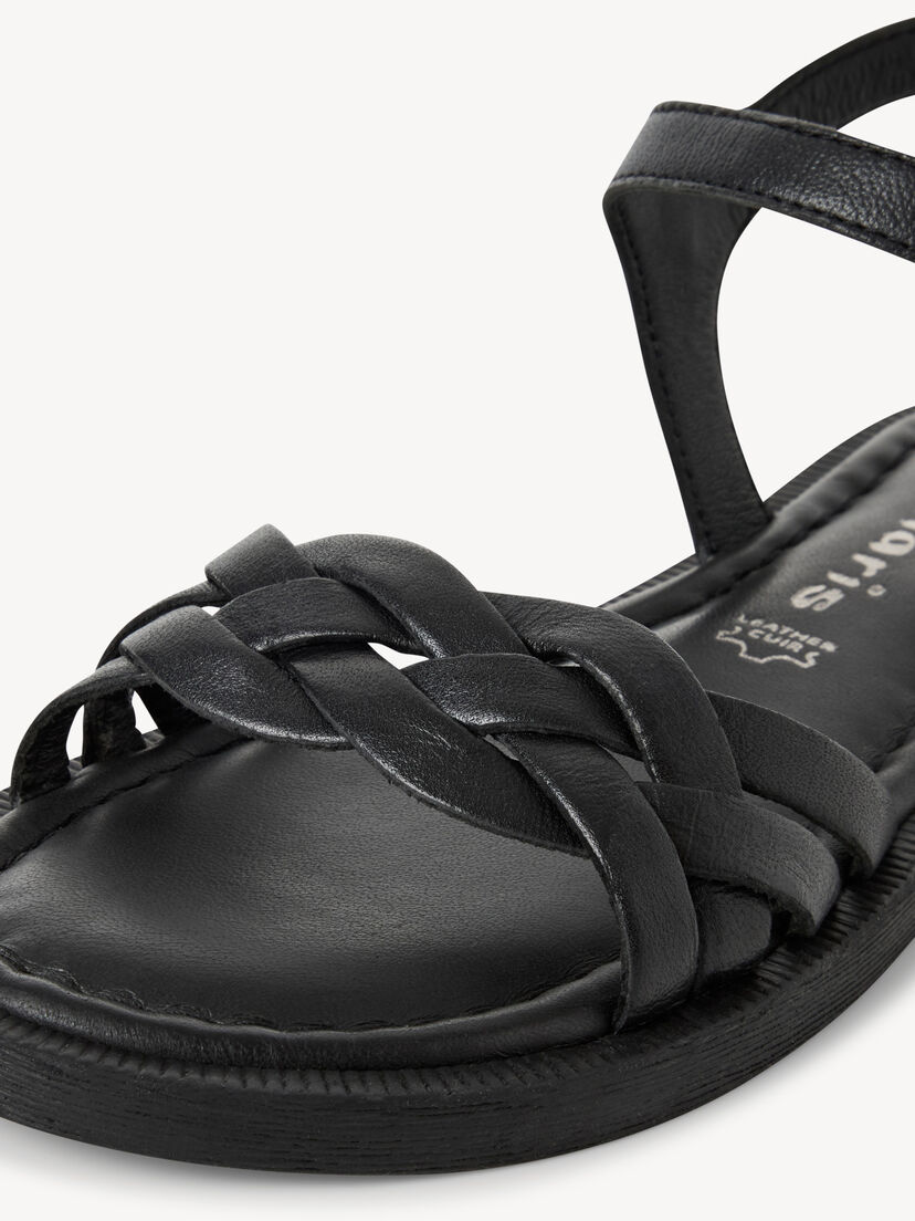 Leren Sandaal - zwart, BLACK UNI, hi-res