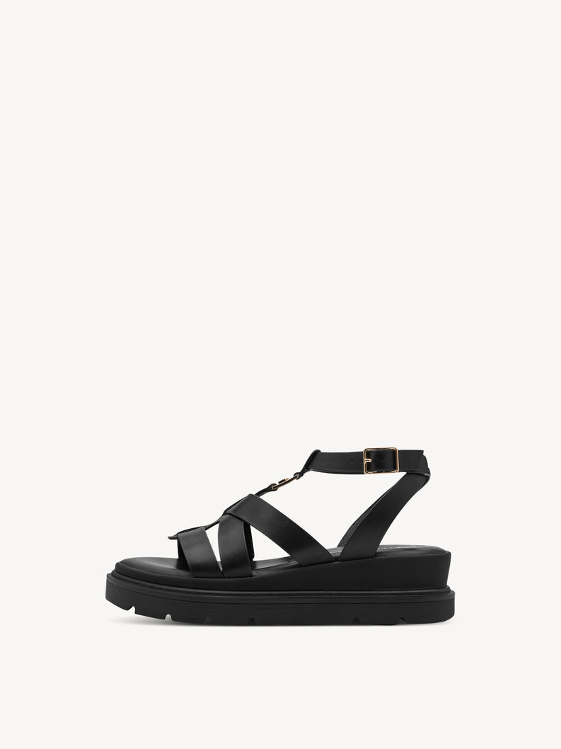 Ledersandalette - schwarz, BLACK, hi-res