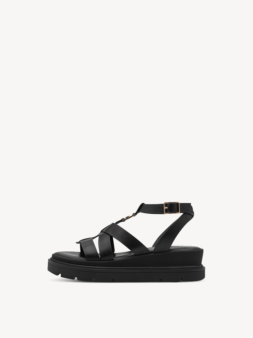 Leren Sandaaltje - zwart, BLACK, hi-res