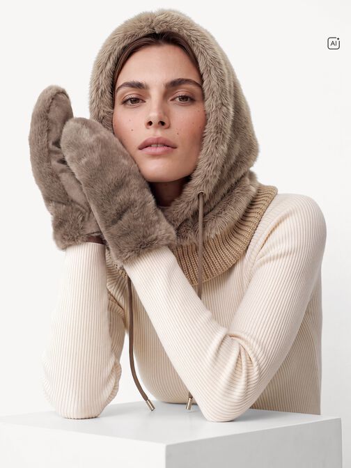 Gloves, taupe, hi-res