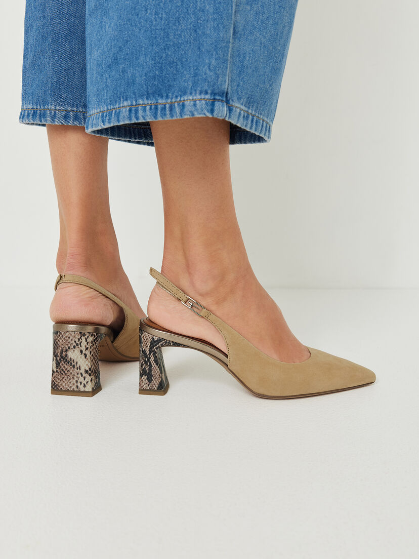 Leren Slingpumps - beige, TAN COMB, hi-res