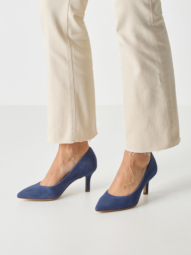 Escarpin en cuir - bleu, BLUE, hi-res