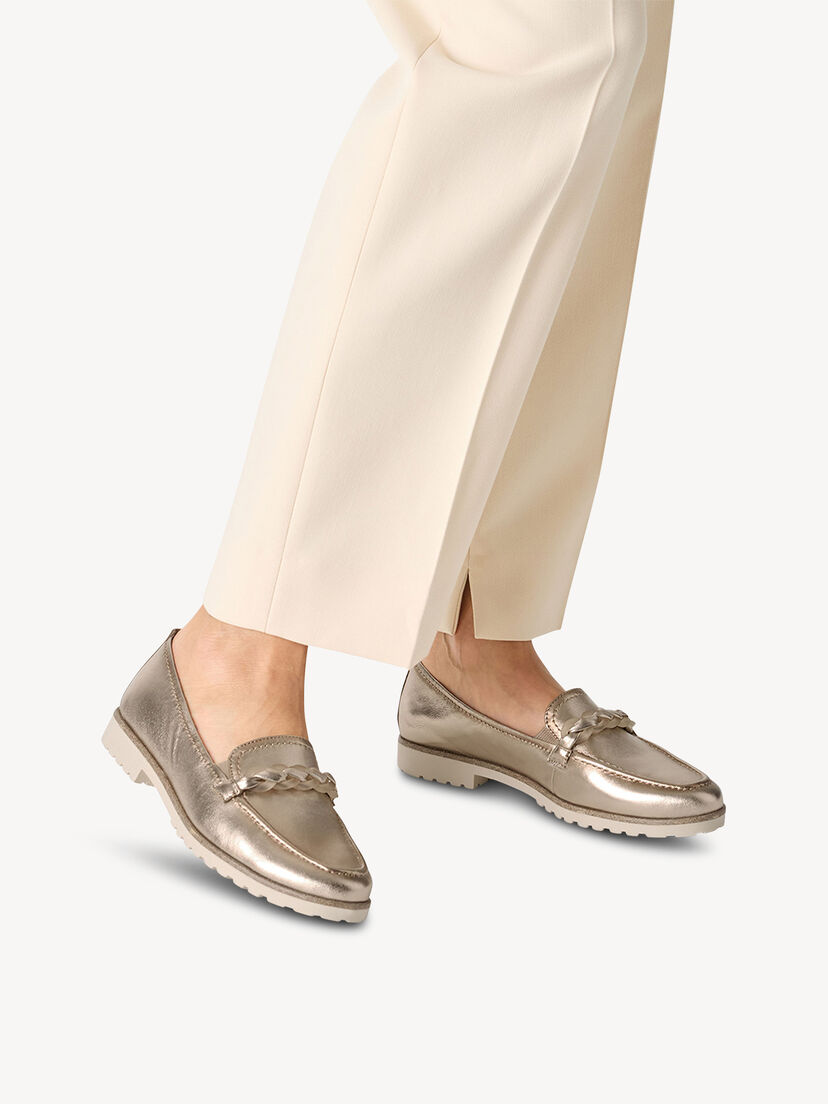 Leren Instappers - metallic, BRONCE, hi-res