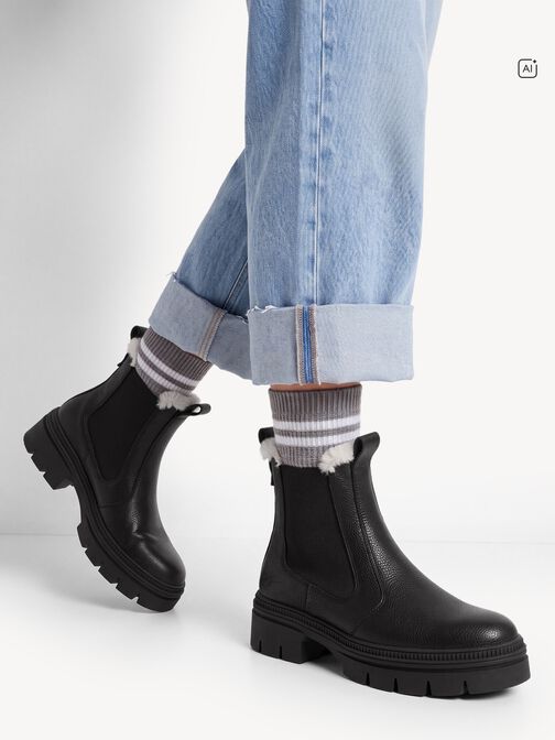 Bootie, BLACK LEATHER, hi-res