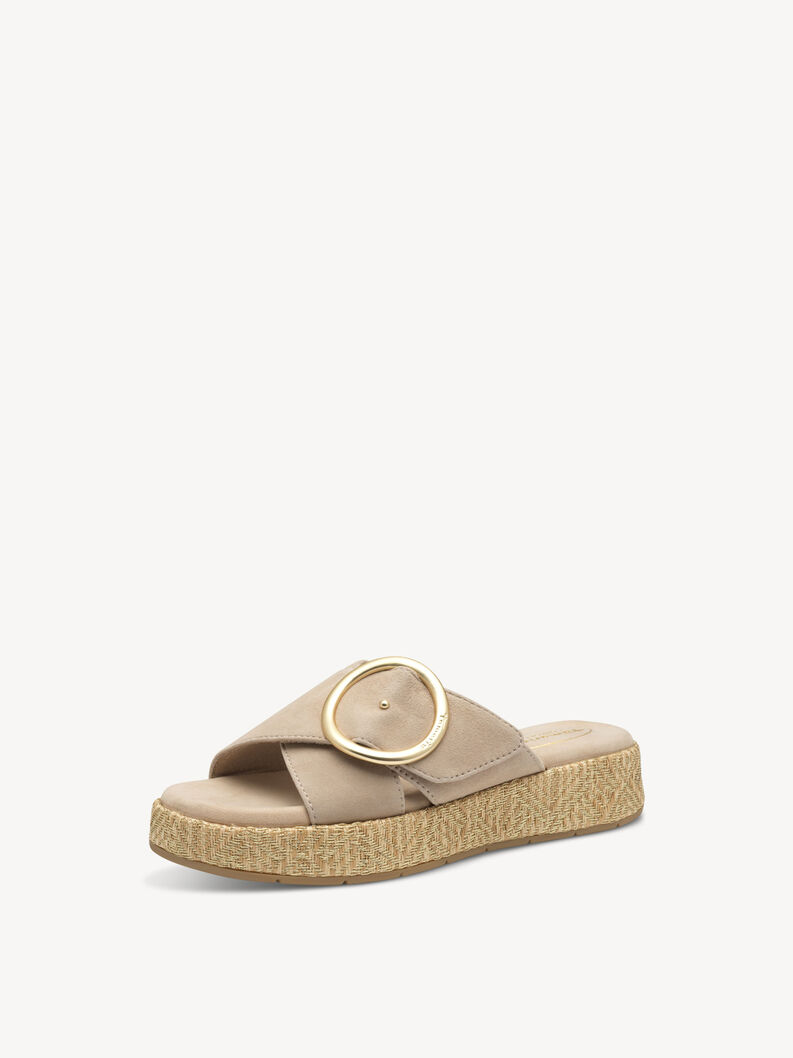 Lederpantolette - beige, BEIGE, hi-res