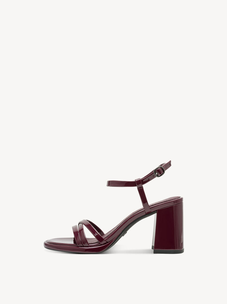Heeled sandal - red, MERLOT PATENT, hi-res