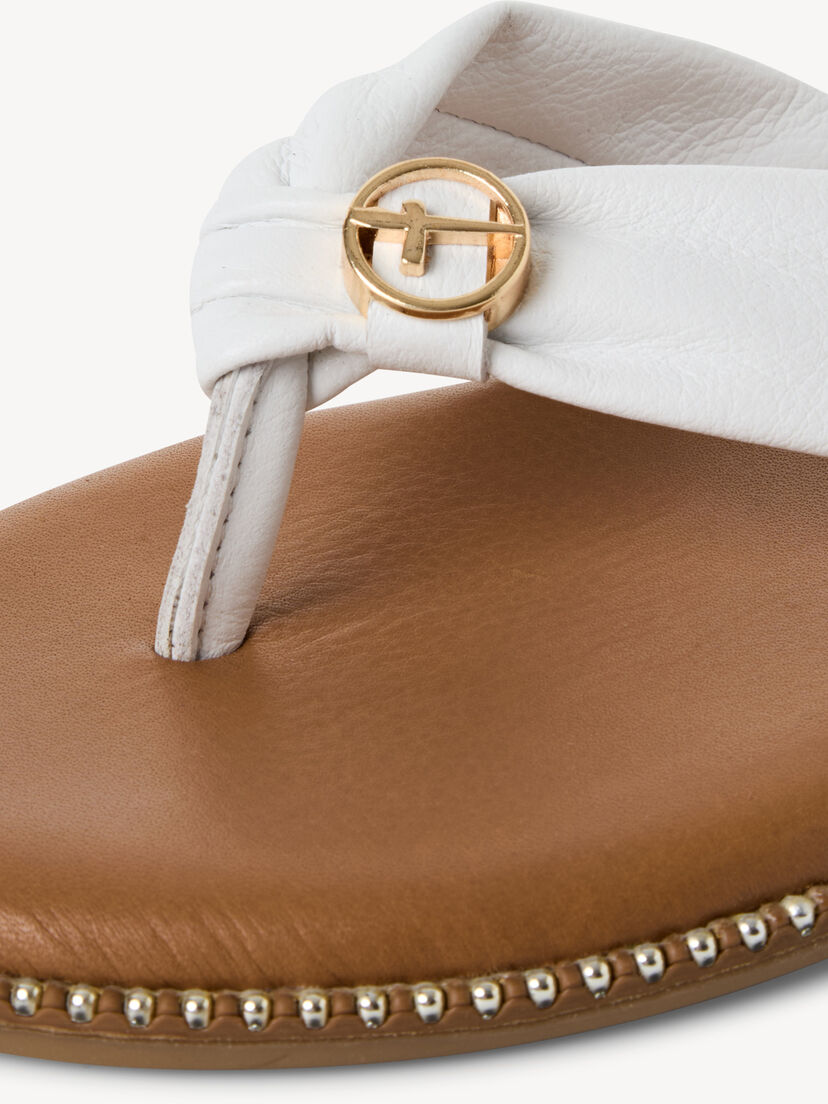 Leren Flip Flops - wit, WHITE, hi-res