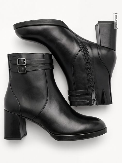 Bottine en cuir, BLACK, hi-res