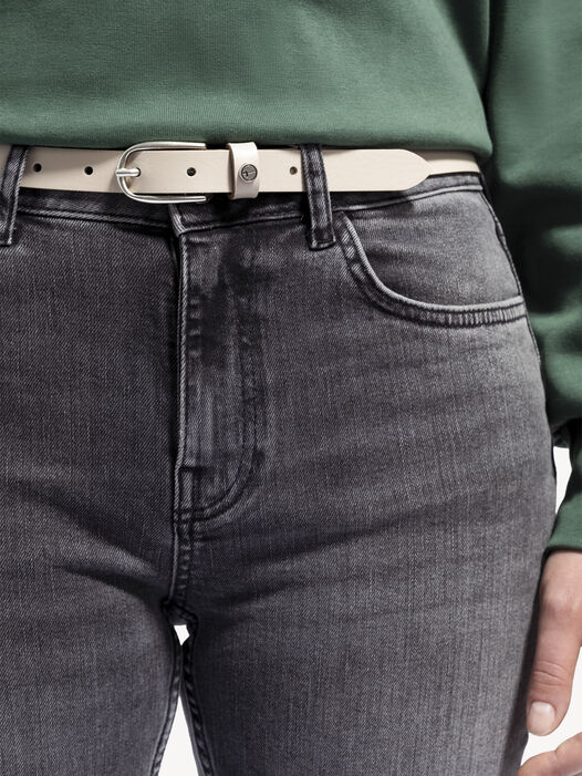 Leren riem, Creme, hi-res