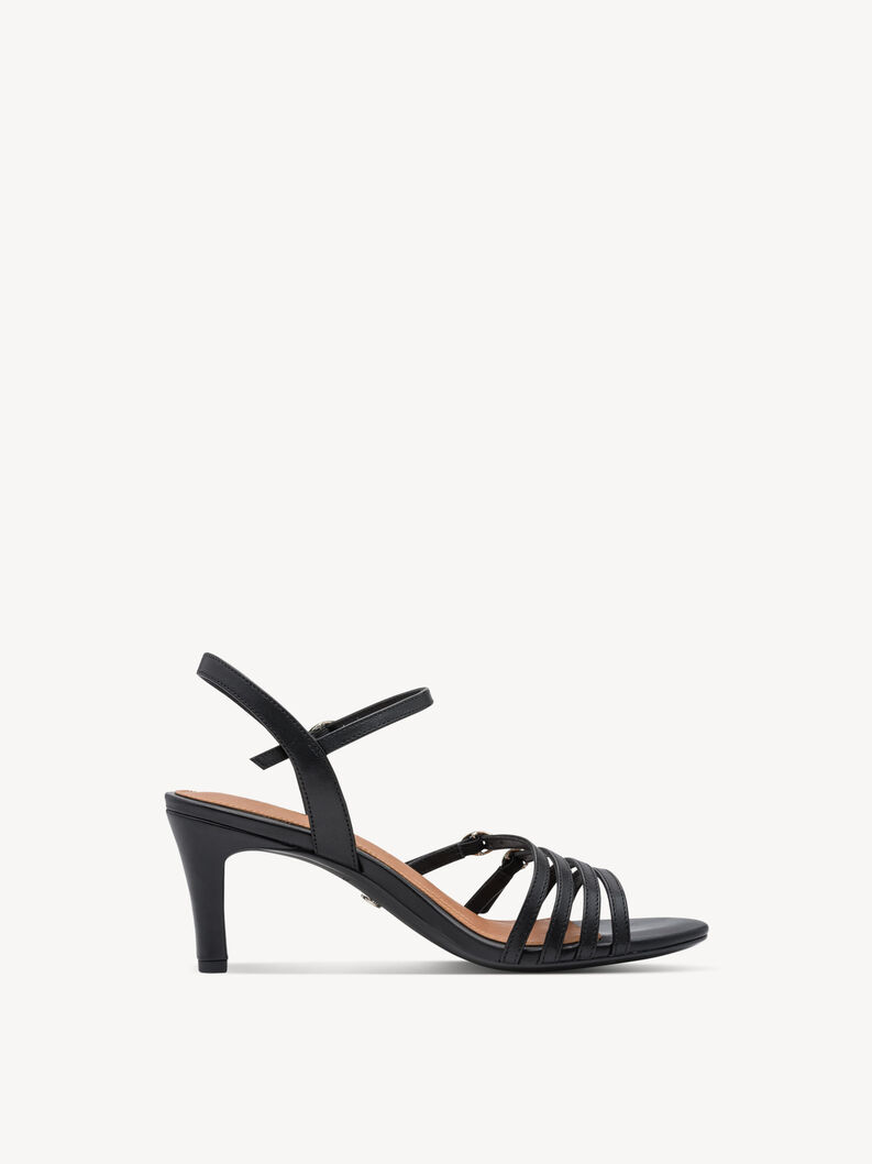 Leather Heeled sandal - black, BLACK, hi-res