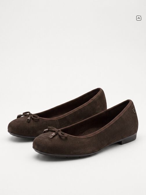 Leren Ballerina, MOCCA SUEDE, hi-res