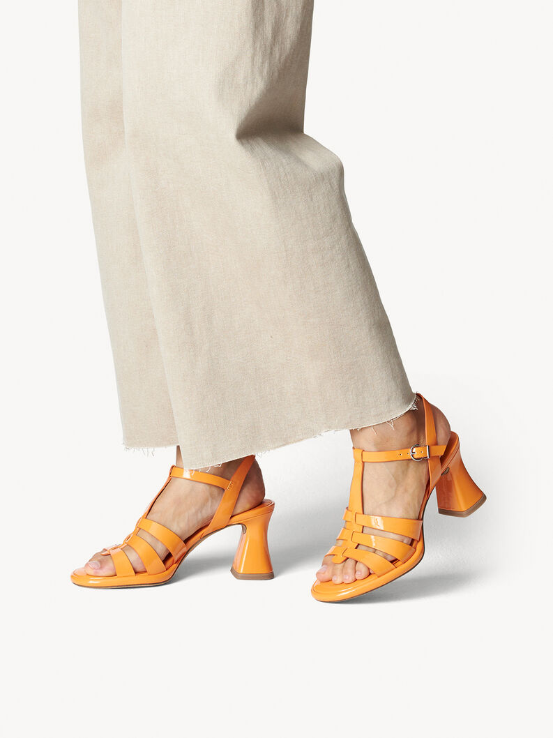 Heeled sandal - orange, ORANGE PATENT, hi-res