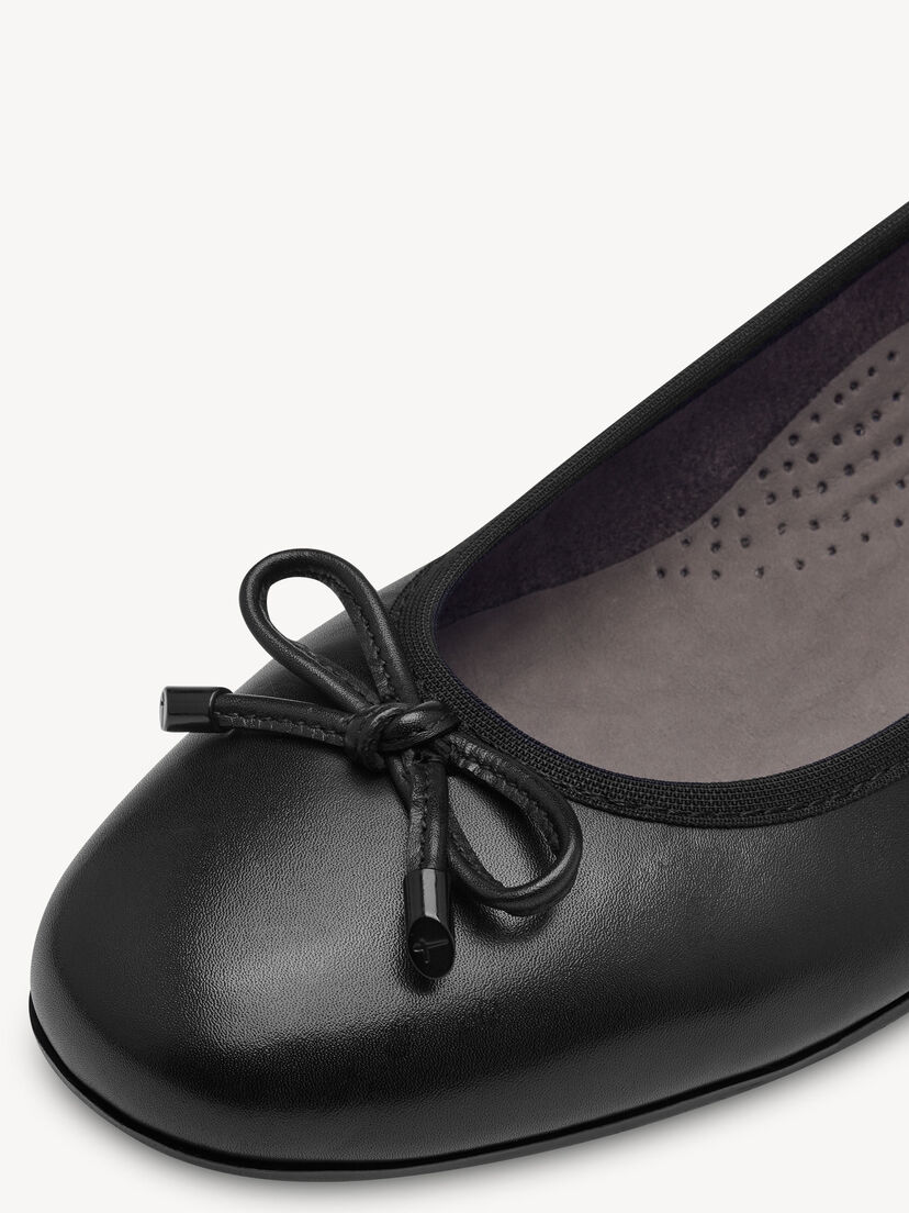 Leren Ballerina - zwart, BLACK, hi-res