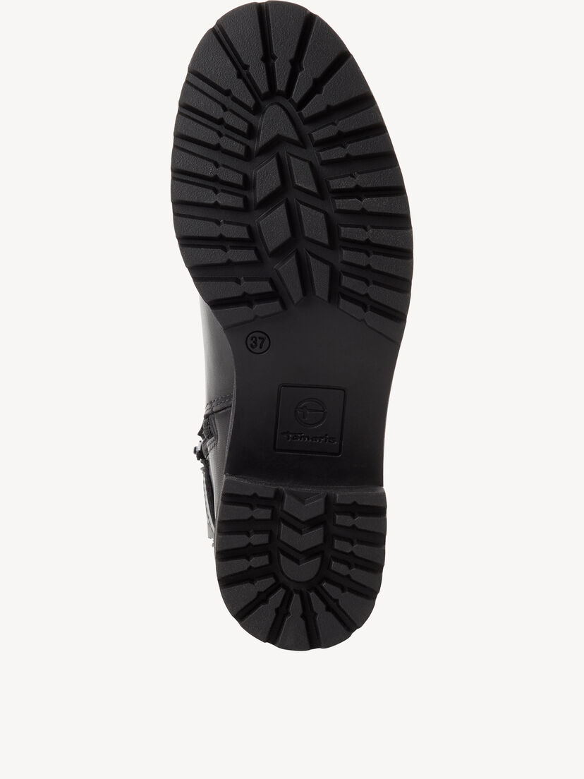 Leren Enkellaarsje - zwart, BLACK LEATHER, hi-res