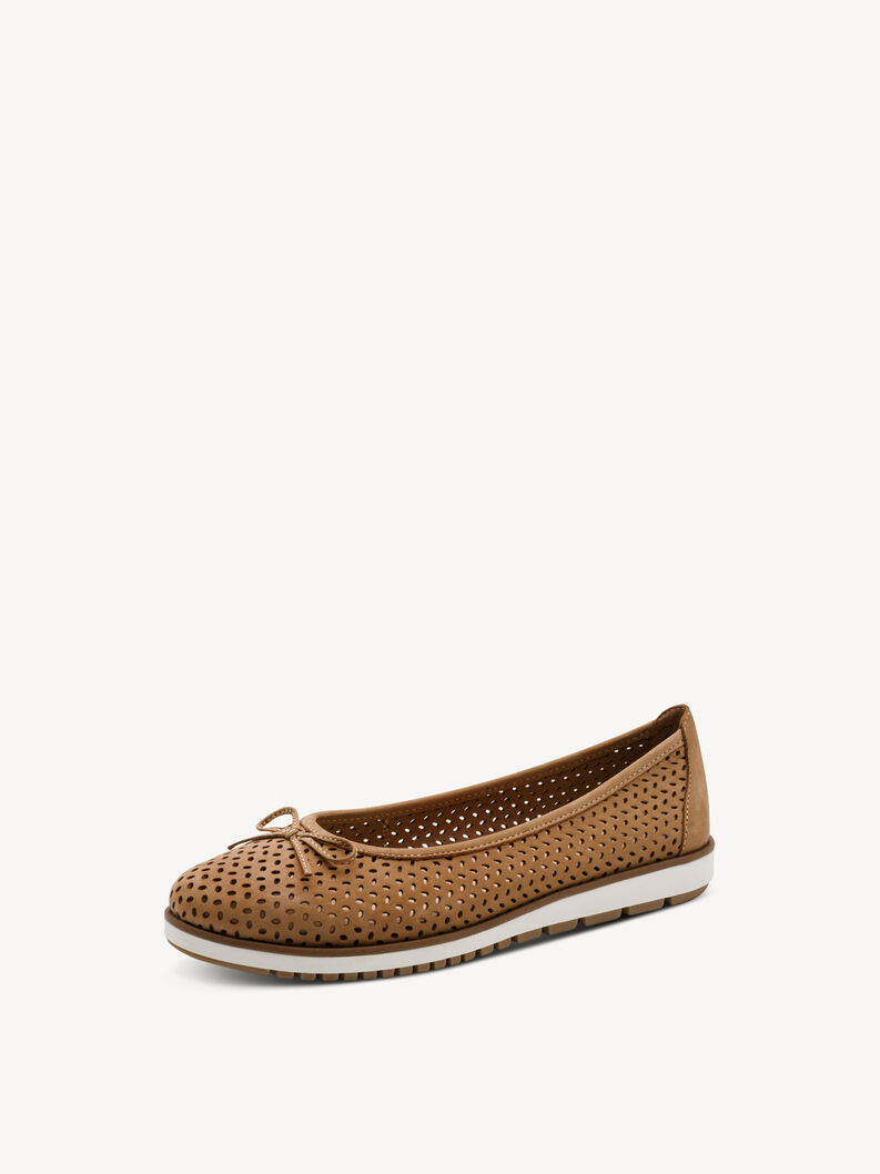 Leather Ballerina - brown, CAMEL, hi-res