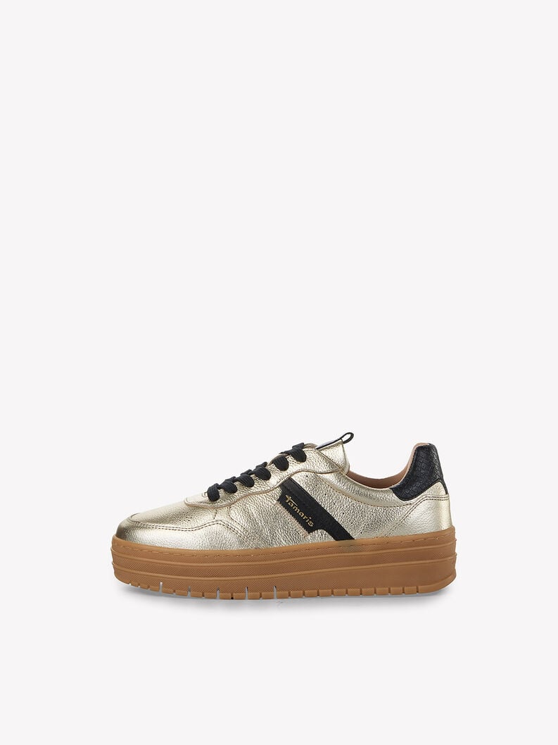 Ledersneaker - metallic, LT.GOLD COMB, hi-res